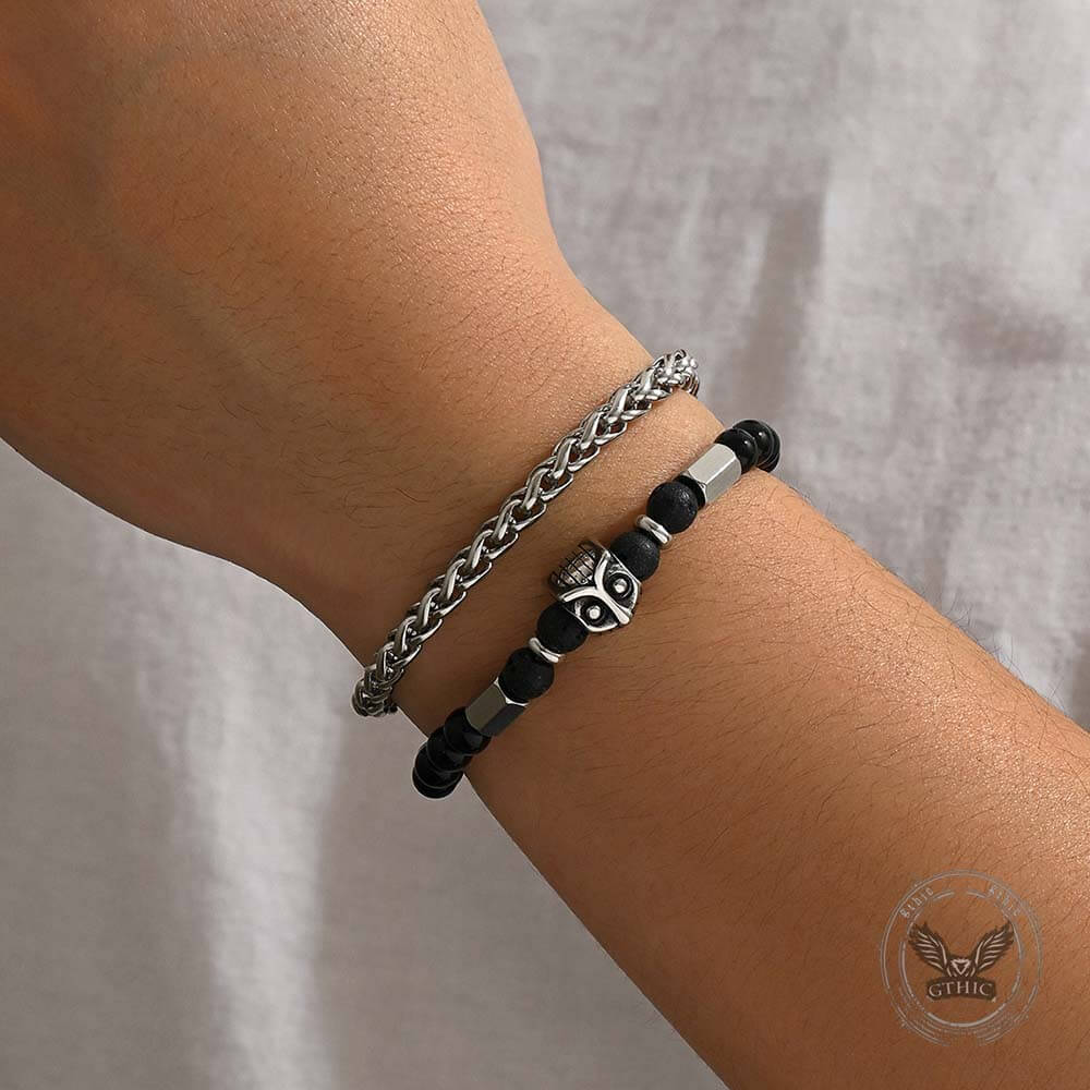 Fashion Owl Double Chain Glass Crystal Stainless Steel Bracelet | Gthic.com