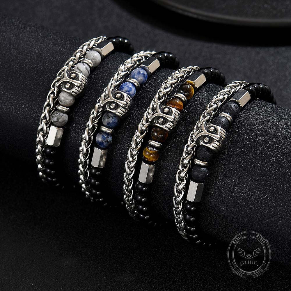 Fashion Owl Double Chain Glass Crystal Stainless Steel Bracelet | Gthic.com
