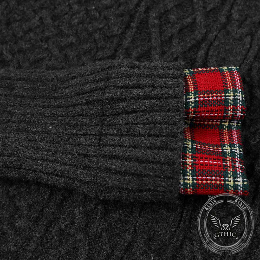 Fashion Plaid Patchwork Irregular Stand Collar Sweater