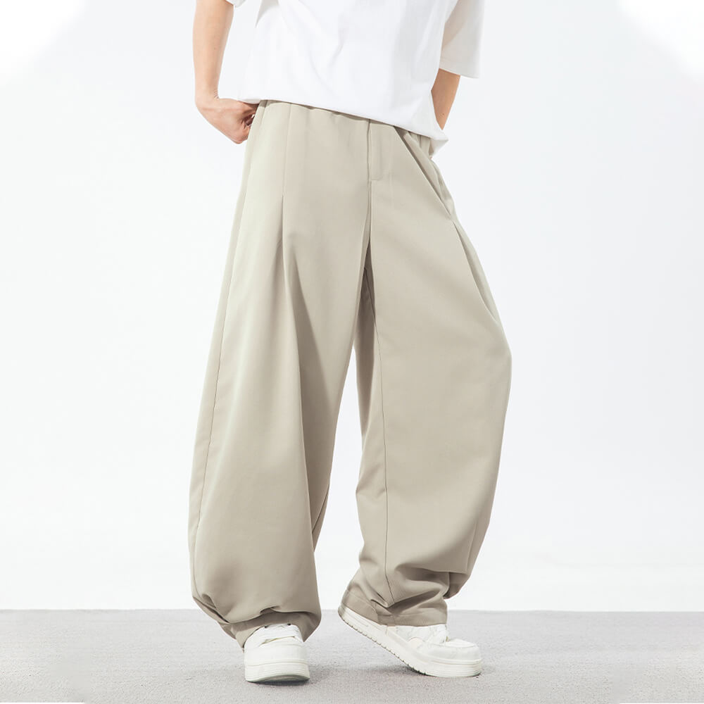 Fashion Pleated Design Sports Wide-Leg Scimitar Pants