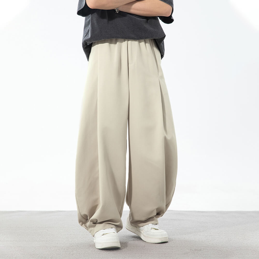 Fashion Pleated Design Sports Wide-Leg Scimitar Pants