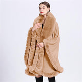 Fashion Plush Collar Loose Long Cape Shawl