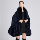 Fashion Plush Collar Loose Long Cape Shawl