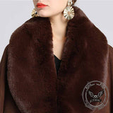 Fashion Plush Collar Loose Long Cape Shawl