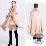 Fashion Plush Collar Loose Long Cape Shawl