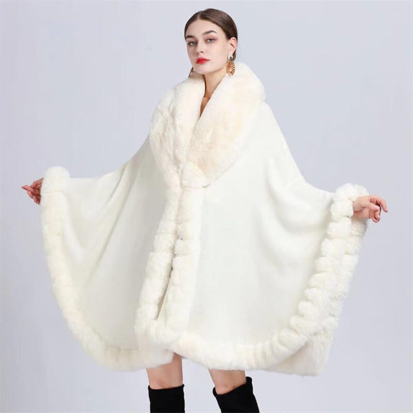 Fashion Plush Collar Loose Long Cape Shawl | Gthic.com