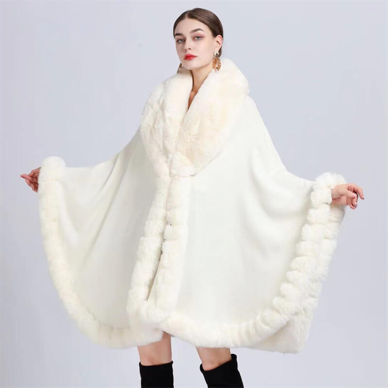 Fashion Plush Collar Loose Long Cape Shawl | Gthic.com