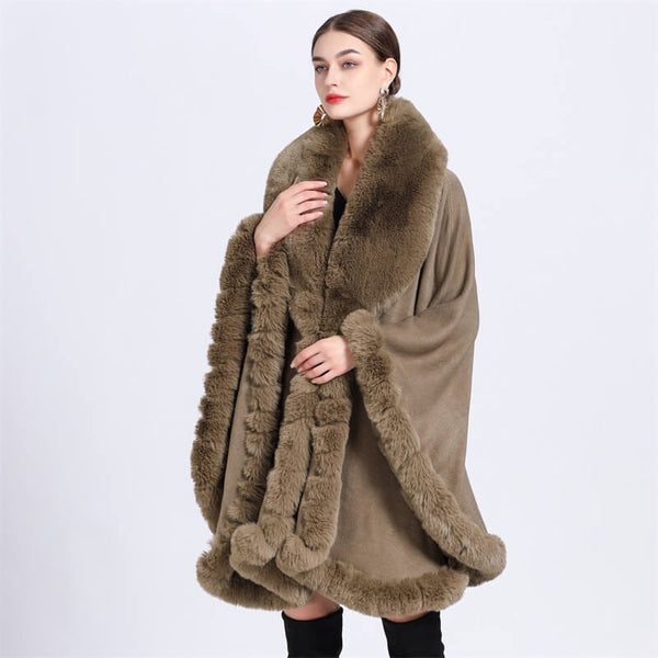 Fashion Plush Collar Loose Long Cape Shawl | Gthic.com