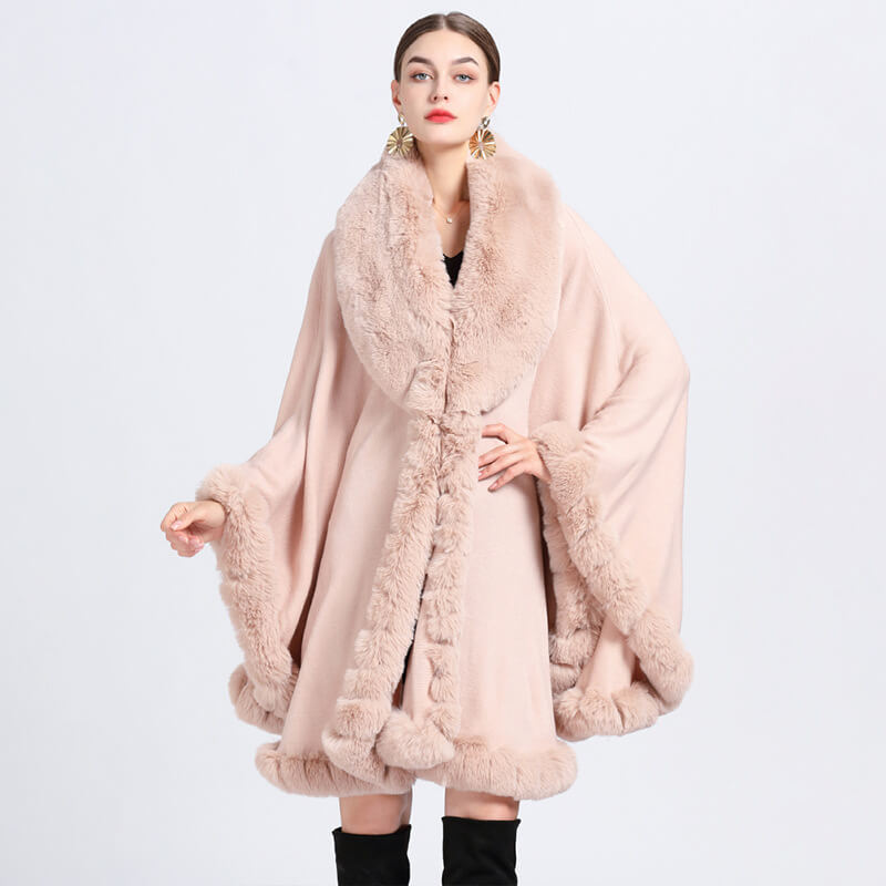 Fashion Plush Collar Loose Long Cape Shawl | Gthic.com