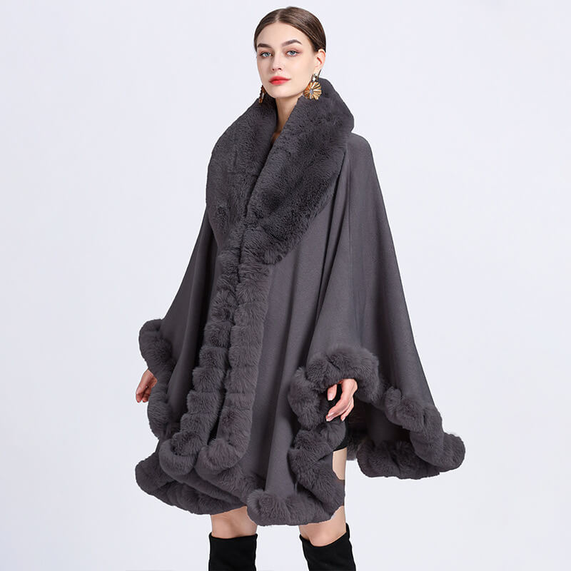 Fashion Plush Collar Loose Long Cape Shawl | Gthic.com