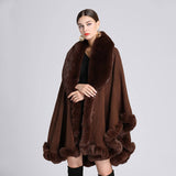 Fashion Plush Collar Loose Long Cape Shawl