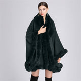 Fashion Plush Collar Loose Long Cape Shawl