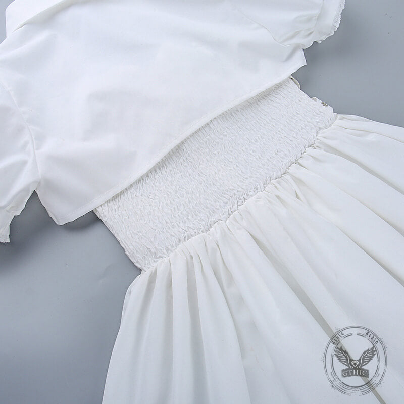 Fashion Puff Sleeve Cover-up Slim Suspender Dress