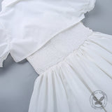 Fashion Puff Sleeve Cover-up Slim Suspender Dress