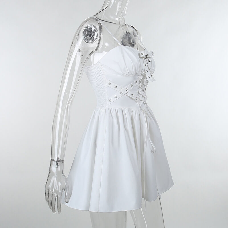 Fashion Puff Sleeve Cover-up Slim Suspender Dress | Gthic.com