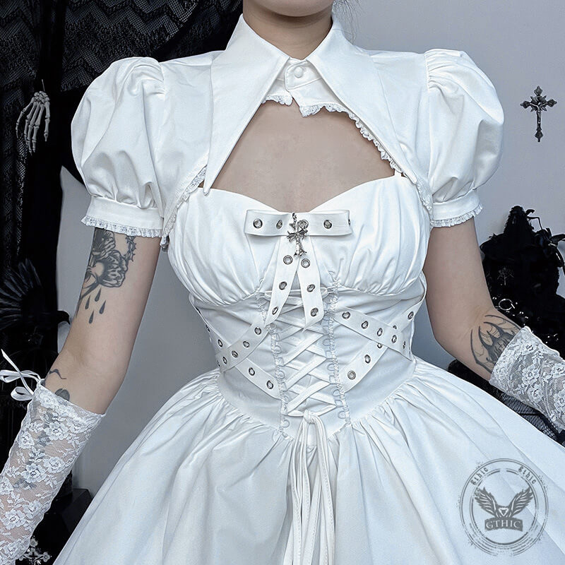 Fashion Puff Sleeve Cover-up Slim Suspender Dress | Gthic.com