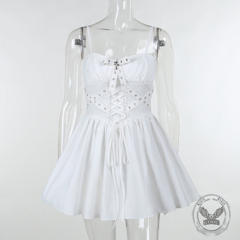 Fashion Puff Sleeve Cover-up Slim Suspender Dress | Gthic.com