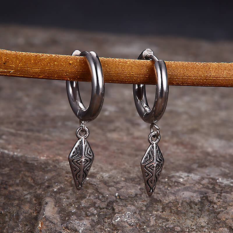 Fashion Rhombus Stainless Steel Dangle Earrings