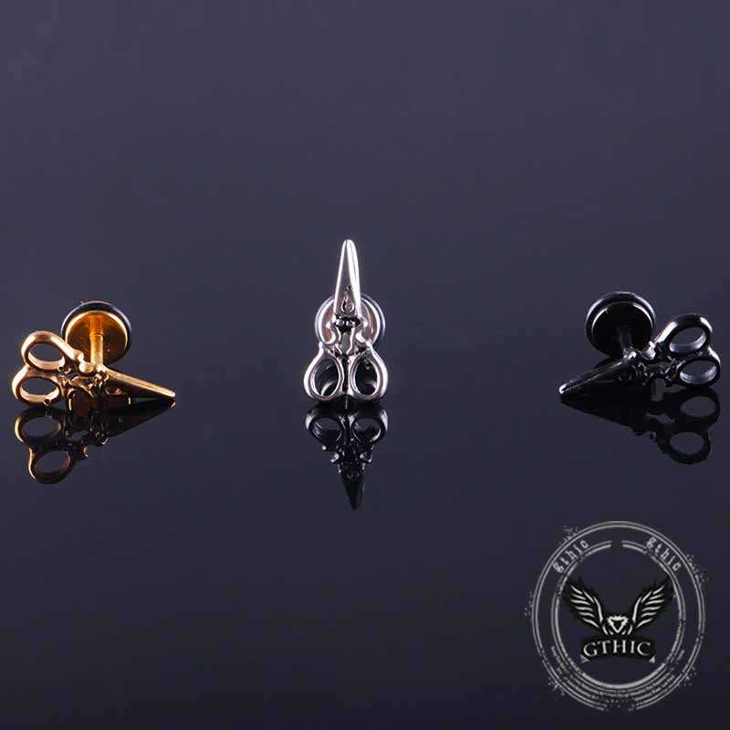 Fashion Scissor-Shaped Stainless Steel Stud Earrings 01 | Gthic.com