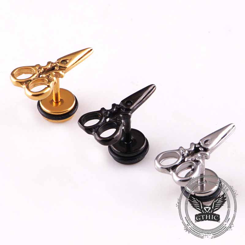 Fashion Scissor-Shaped Stainless Steel Stud Earrings 03 | Gthic.com
