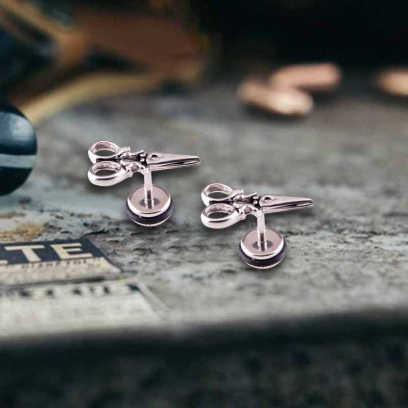 Fashion Scissor-Shaped Stainless Steel Stud Earrings