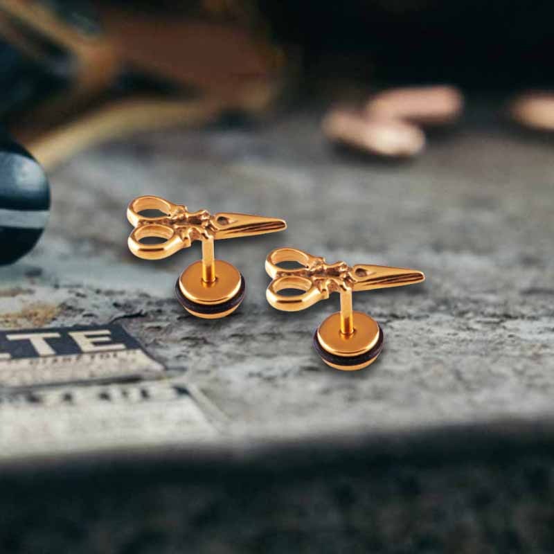 Fashion Scissor-Shaped Stainless Steel Stud Earrings