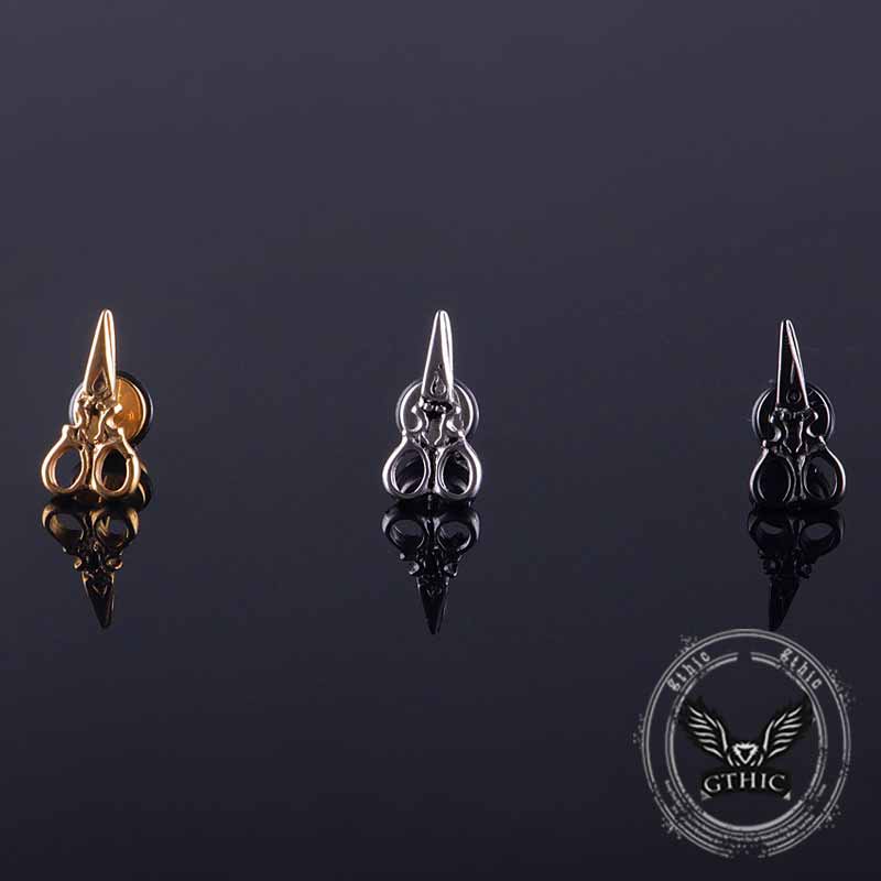 Fashion Scissor-Shaped Stainless Steel Stud Earrings