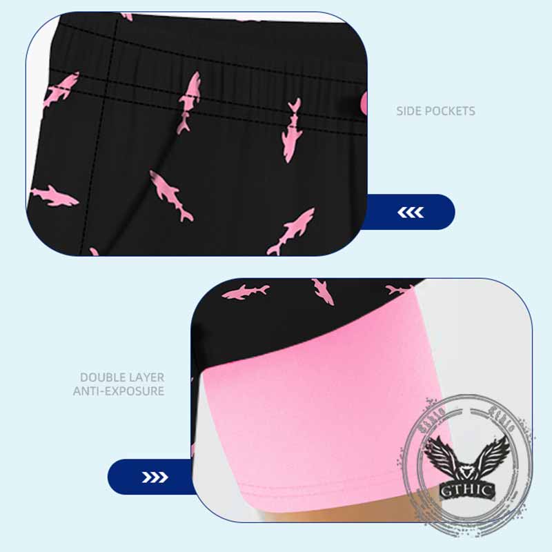 Fashion Shark Print Double-Layer Beach Shorts