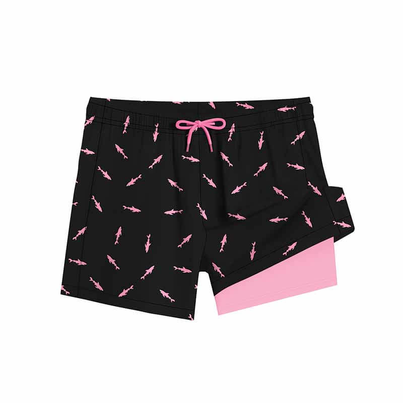 Fashion Shark Print Double-Layer Beach Shorts 03 | Gthic.com
