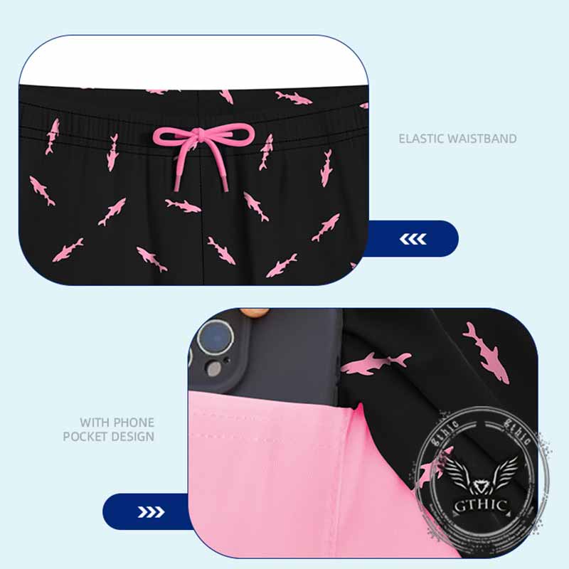 Fashion Shark Print Double-Layer Beach Shorts