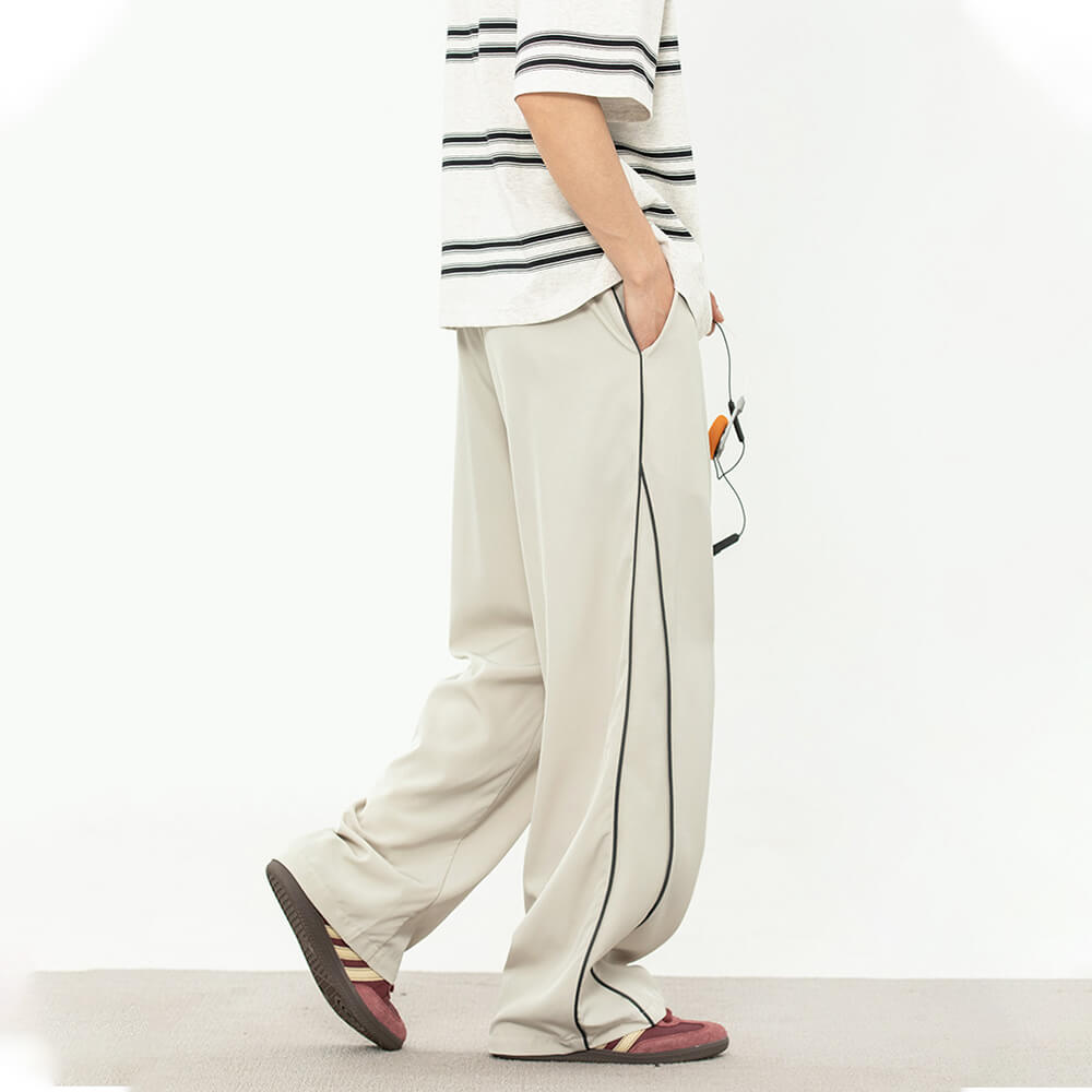Fashion Side Striped Design Straight Loose Pants
