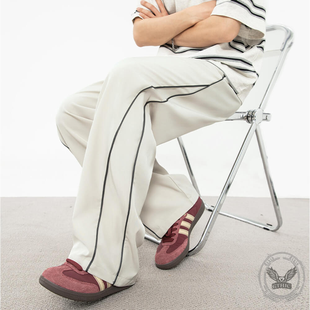 Fashion Side Striped Design Straight Loose Pants 03 | Gthic.com