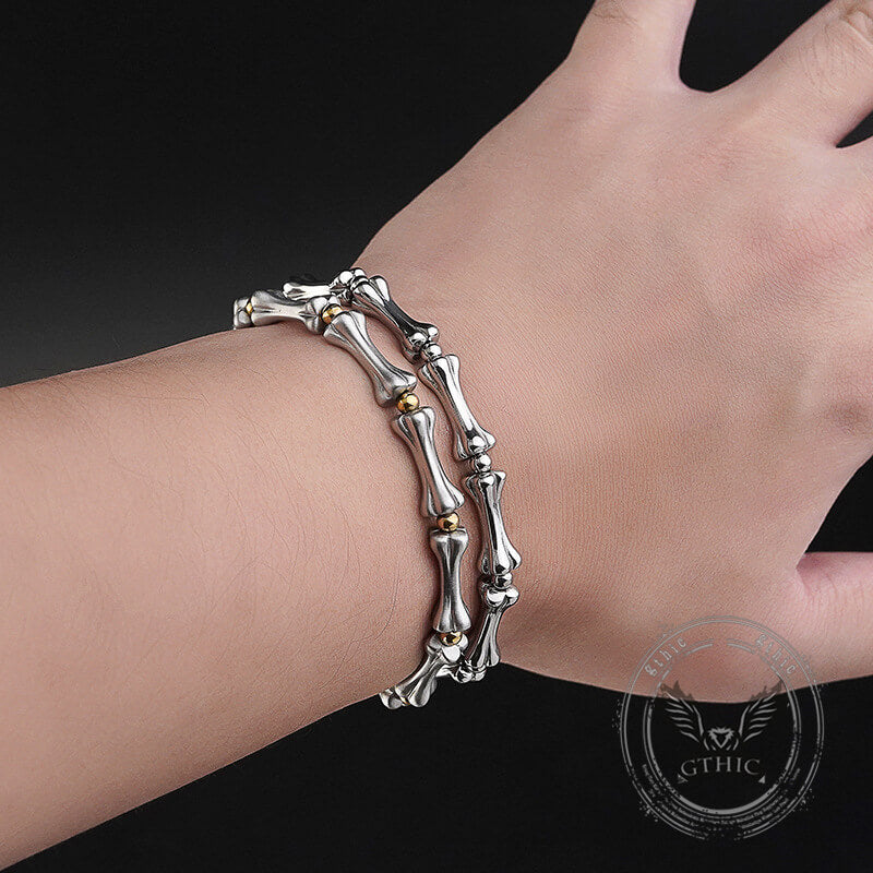 Fashion Skull Bone Polished Stainless Steel Bracelet