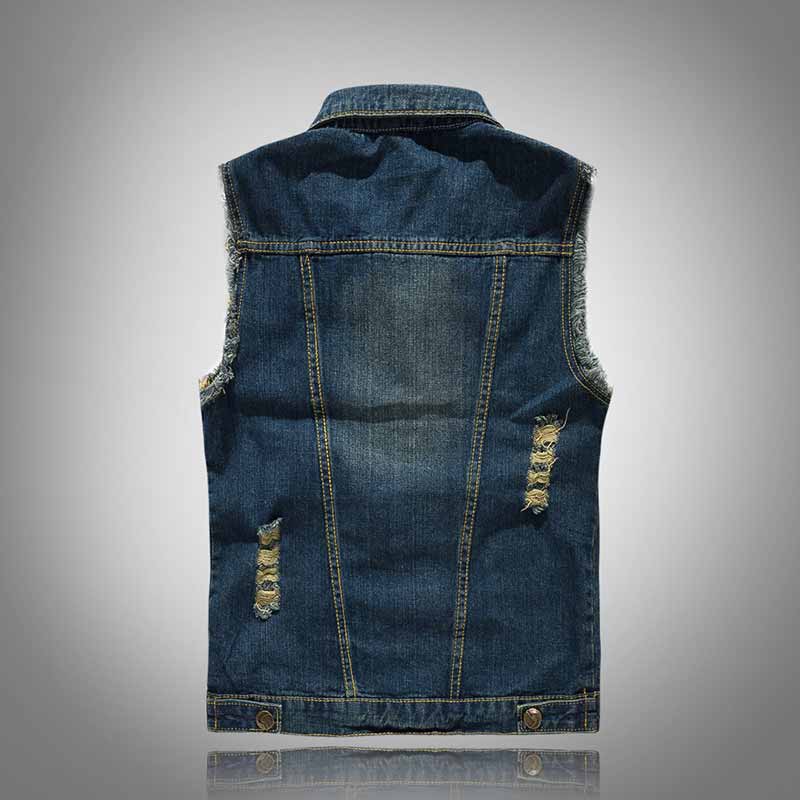 Fashion Slim Fit Ripped Sleeveless Denim Vest 02 | Gthic.com