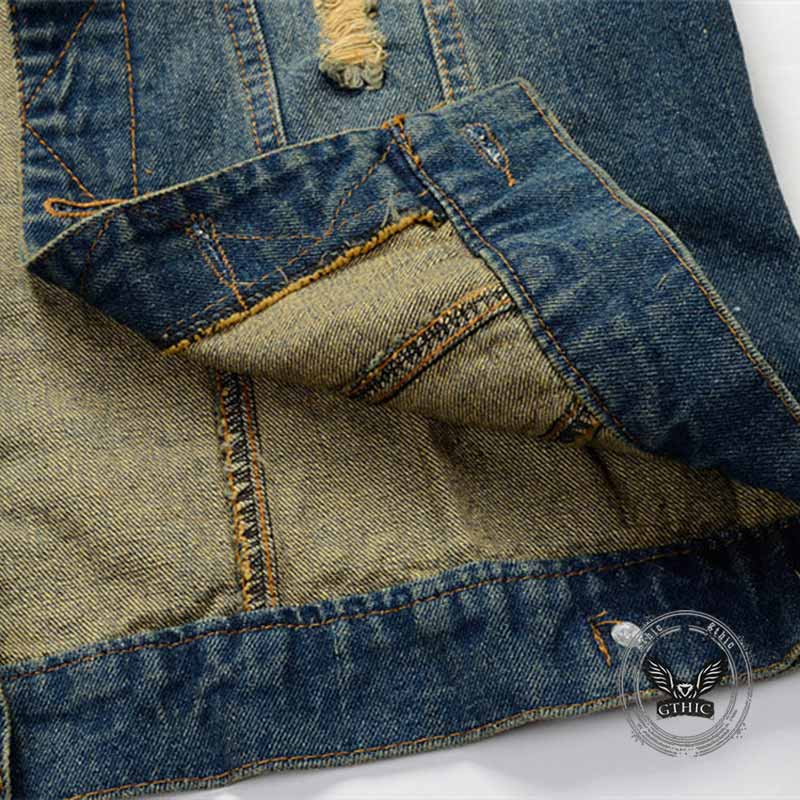 Bedrukt geborduurd katoenen doodskopvest