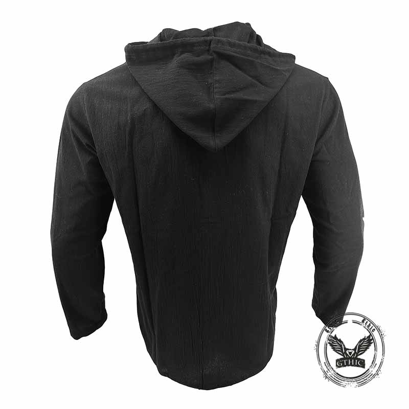 Fashion Solid Color Linen Casual Hooded Shirt