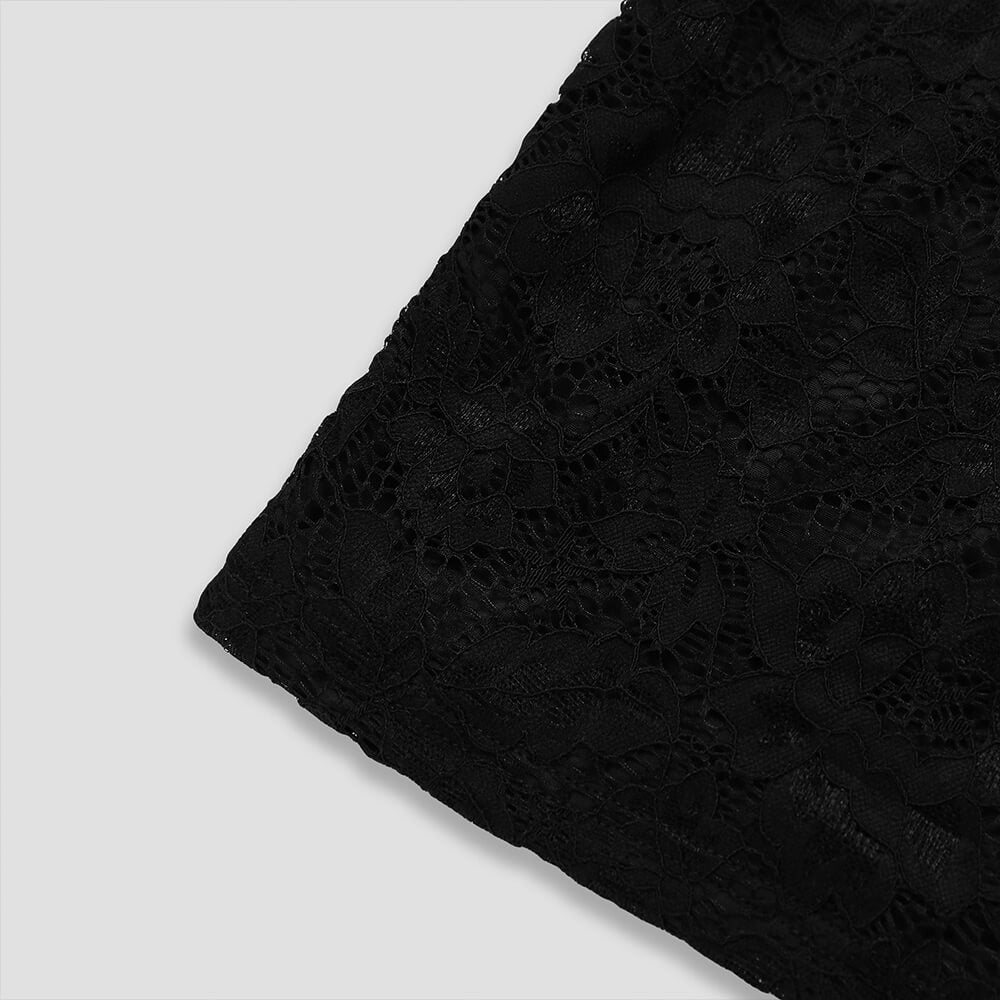 Fashion Solid Lace See-Through Suspender Dress