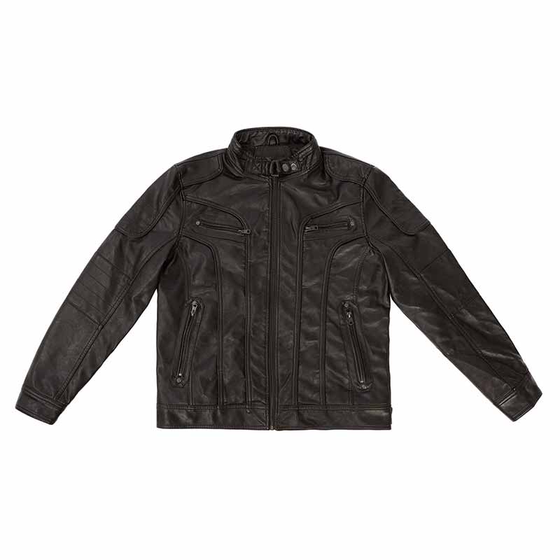 Fashion Solid Stand Collar PU Leather Cycling Jacket