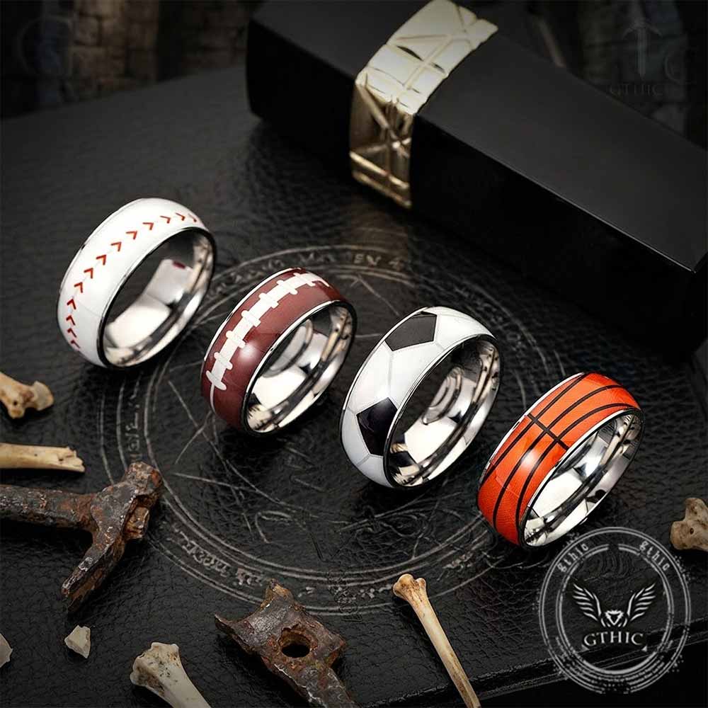 Fashion Sports Ball Pattern Stainless Steel Ring | Gthic.com