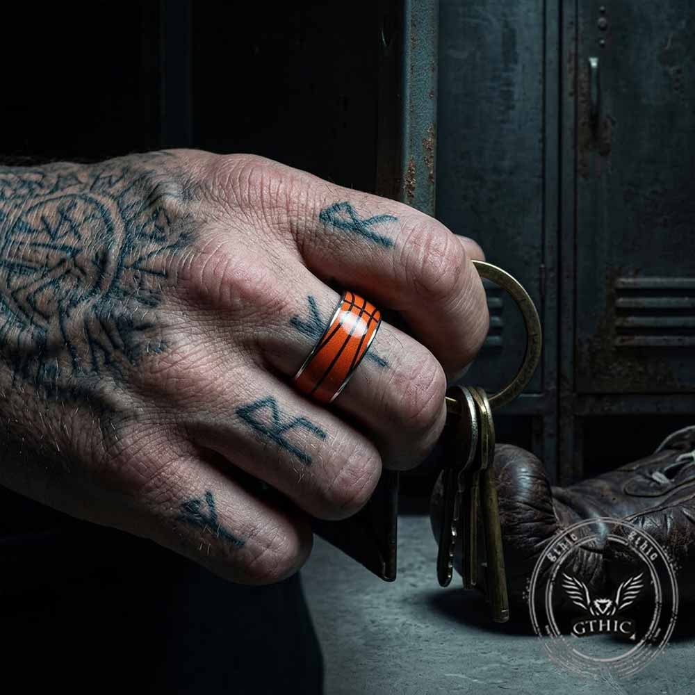 Fashion Sports Ball Pattern Stainless Steel Ring | Gthic.com