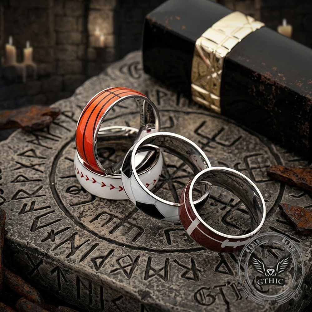 Fashion Sports Ball Pattern Stainless Steel Ring | Gthic.com