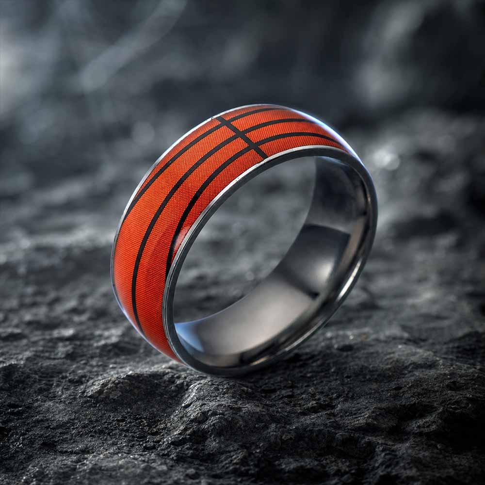 Fashion Sports Ball Pattern Stainless Steel Ring