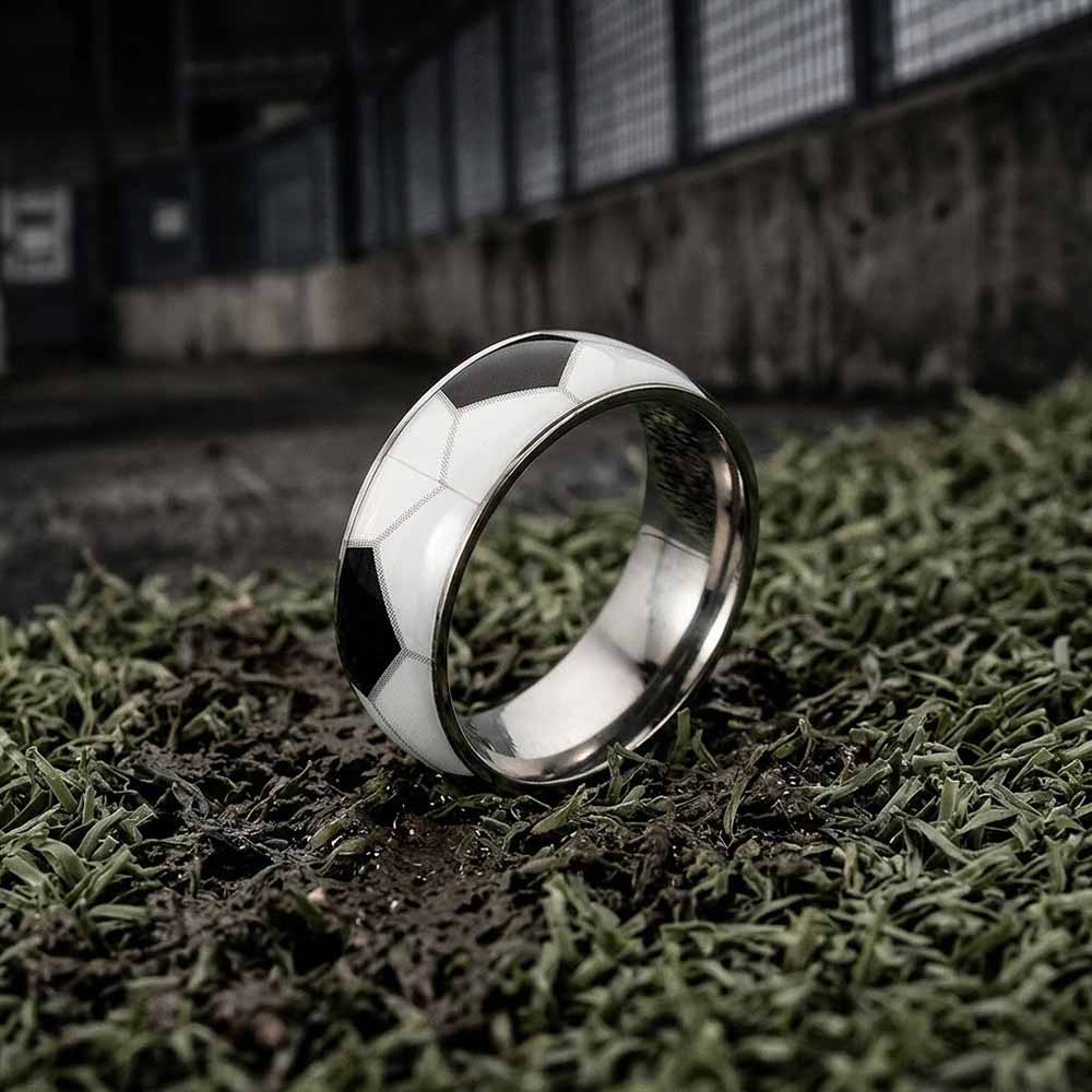 Fashion Sports Ball Pattern Stainless Steel Ring