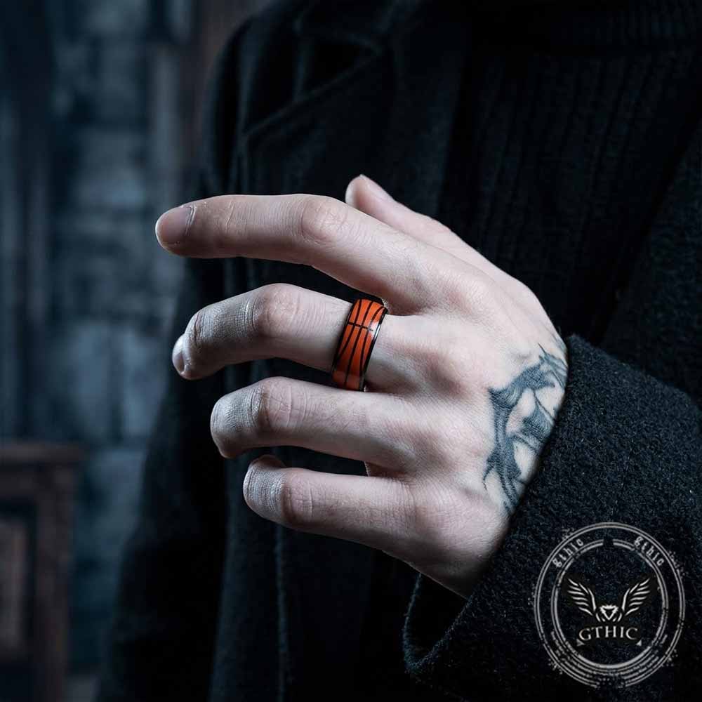 Fashion Sports Ball Pattern Stainless Steel Spinner Ring | Gthic.com