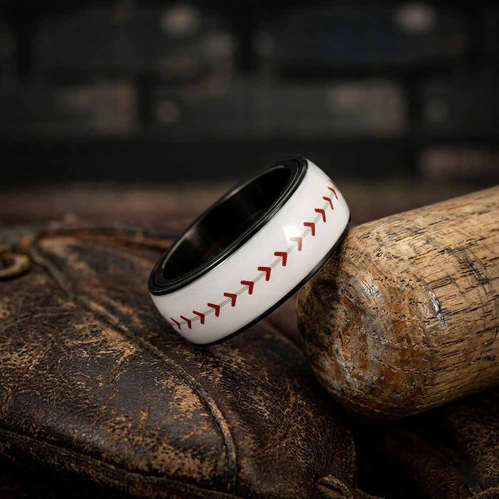 Fashion Sports Ball Pattern Stainless Steel Spinner Ring
