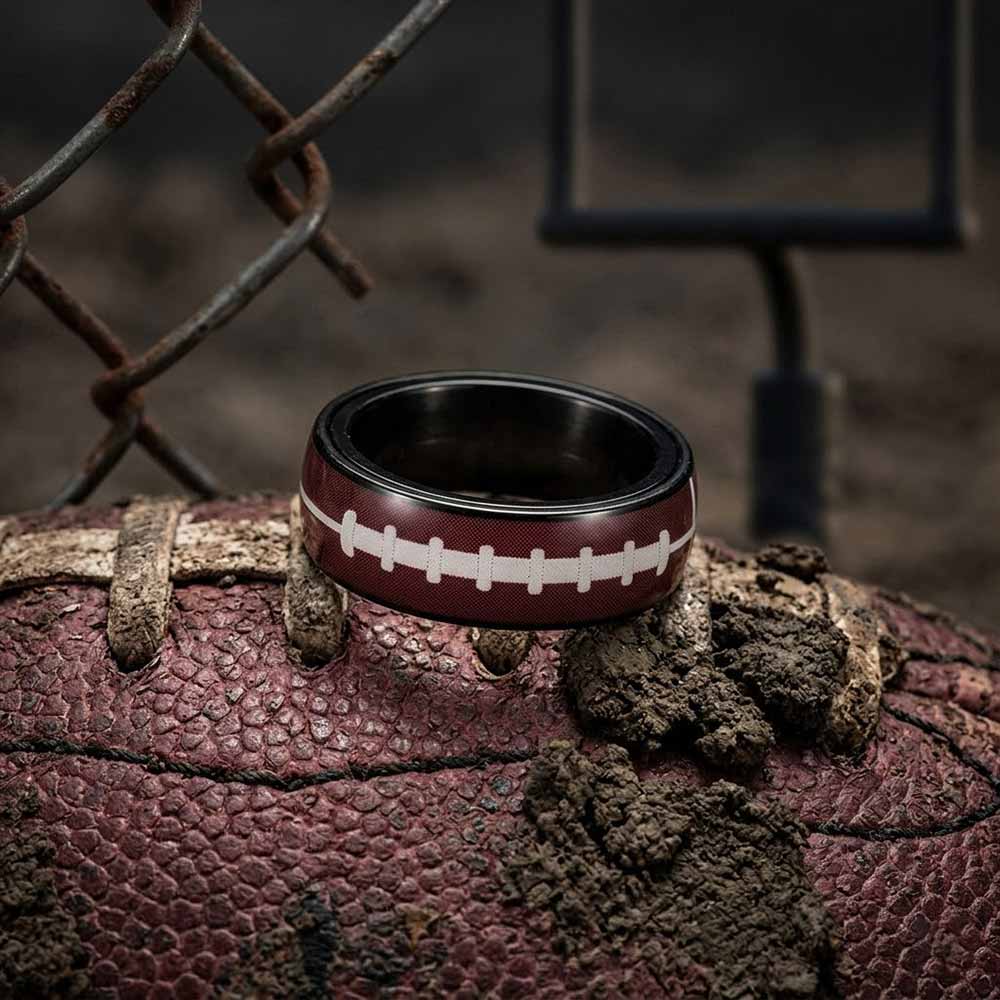 Fashion Sports Ball Pattern Stainless Steel Spinner Ring