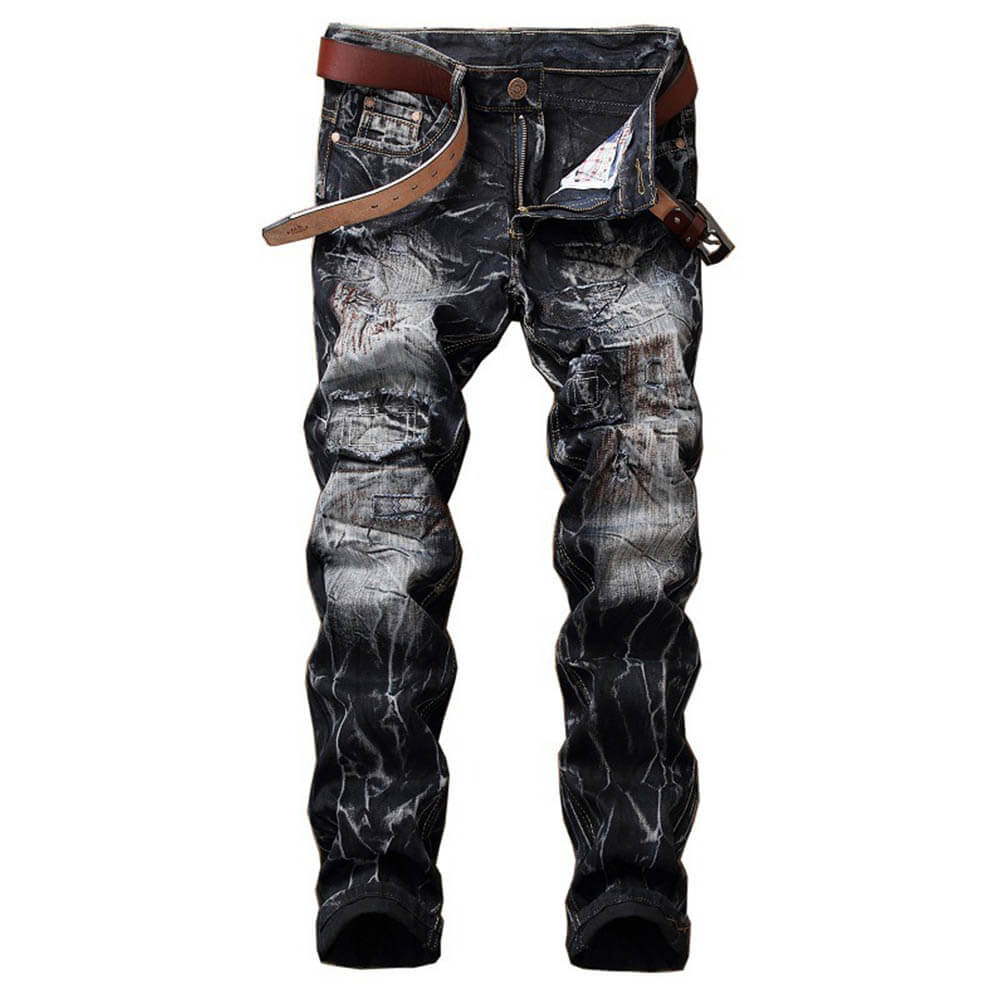 Punk-Hose für Herren aus Baumwolle mit Aufnäher und Totenkopf-Aufdruck