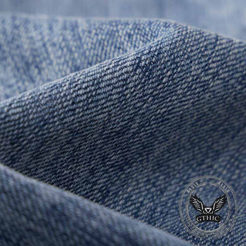 Pantaloni punk da uomo in cotone con stampa teschio patch