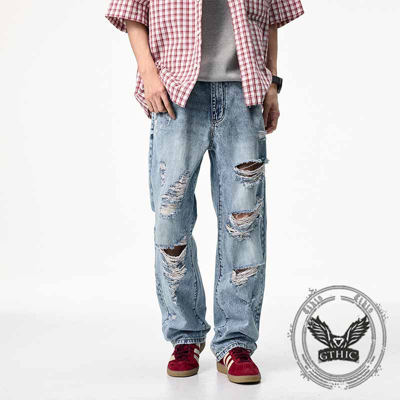 Pantaloni punk da uomo in cotone con stampa teschio patch