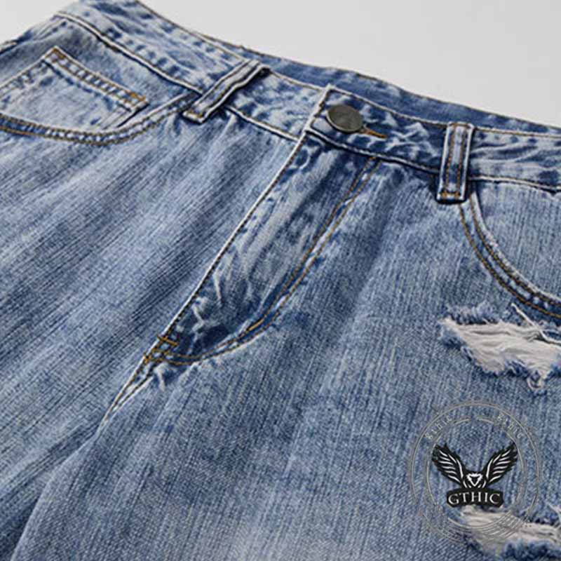 Pantaloni punk da uomo in cotone con stampa teschio patch